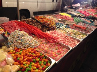 A candy station at a reggae concert.